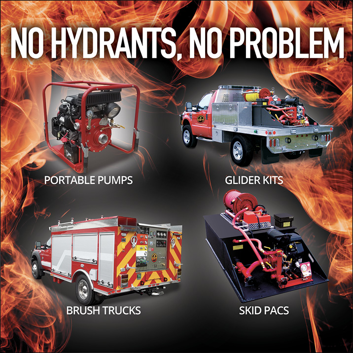 CET manufactures portable pumps, skid units, brush trucks and more to allow fire departments to Adapt, Improvise & Extinguish fire in almost any scenario where hydrants are scarce and static water resources maybe all you have to work with. CET- providing fire ground solutions since 1908!
