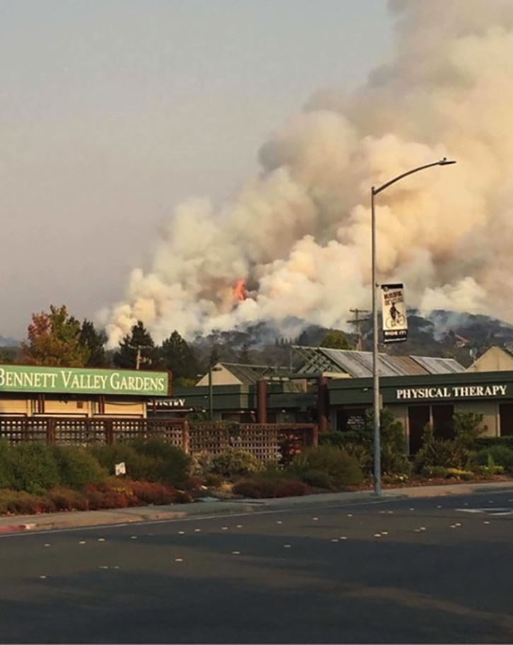 A view of the Bennet Valley area during the Nuns Fire.