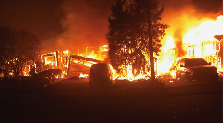 View during the Tubbs Fire in Coffey Park in Santa Rosa, California.