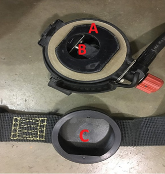 Using sterile technique, each SCBA sample site indicated was swabbed and plated on various agar plates and incubated to allow for microbial growth: site A, regulator entry; site B, inside regulator; and site C, the regulator harness.