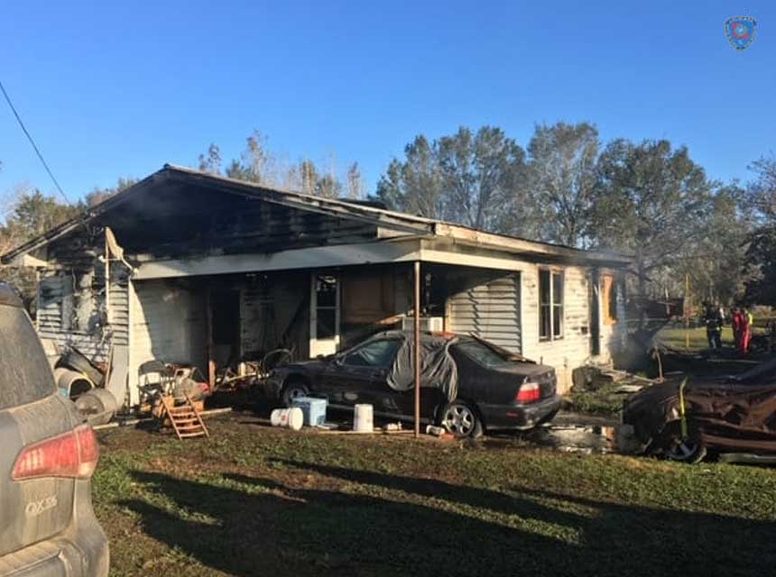 Scene of a fatal house fire in St. Martinville, Louisiana