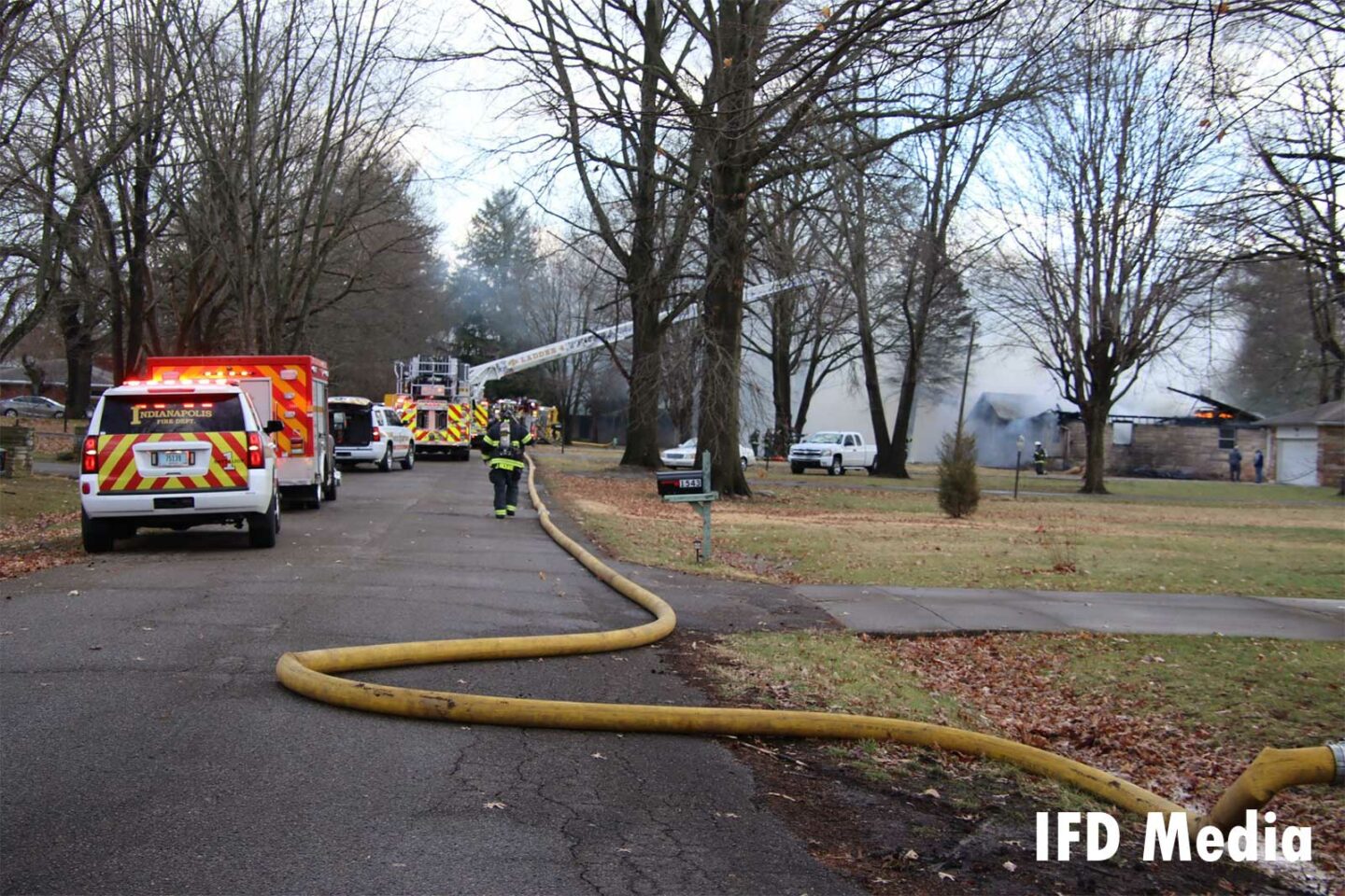 Apparatus on the street at the fire