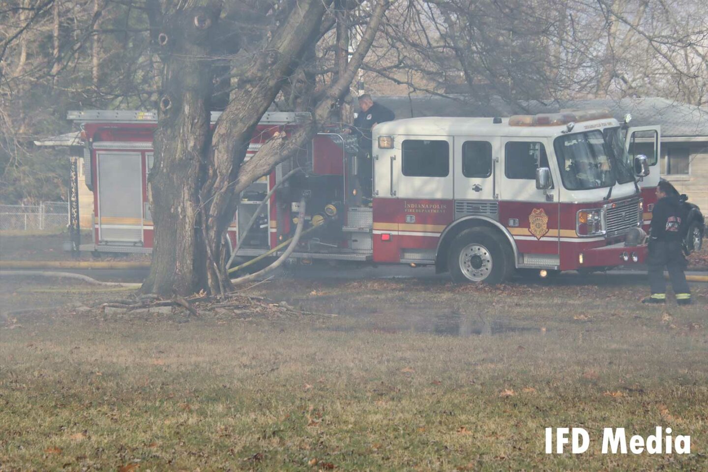 Fire truck at the fire scene