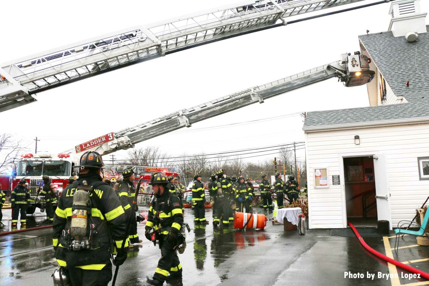 Multiple aerials extended at Long Island church fire