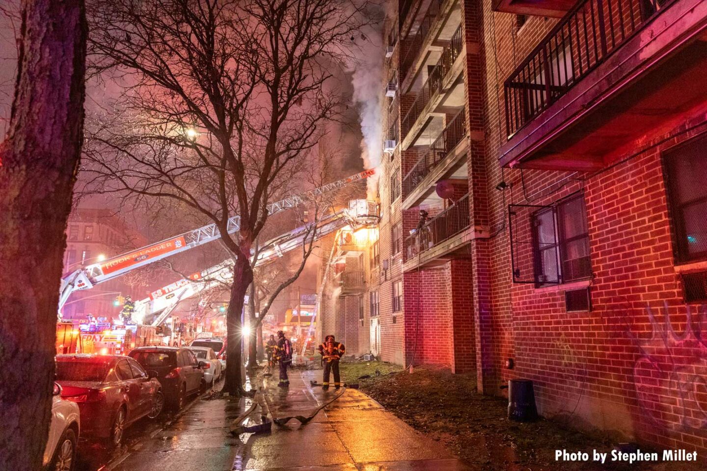 Another view of multiple FDNY aerials being used in the Bronx