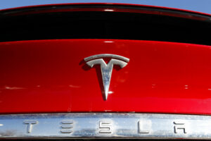 Tesla symbol on vehicle