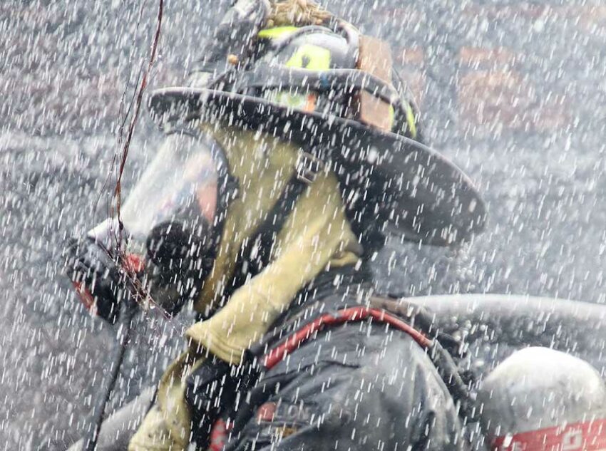 Indianapolis firefighter with full SCBA and face piece