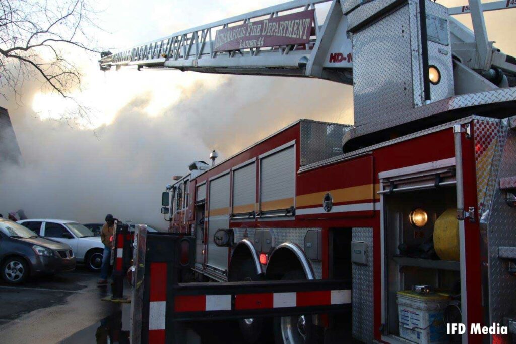 Indianapolis Fire Department Ladder 44 at fire scene