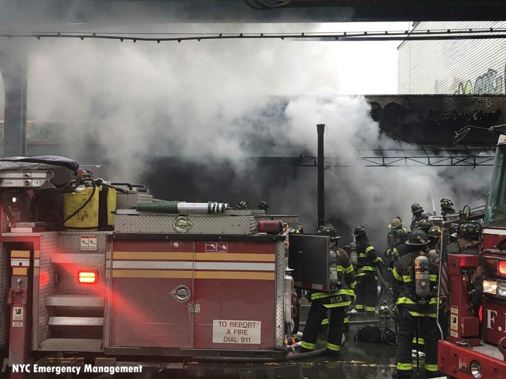 FDNY rigs and firefighters at Queens fire