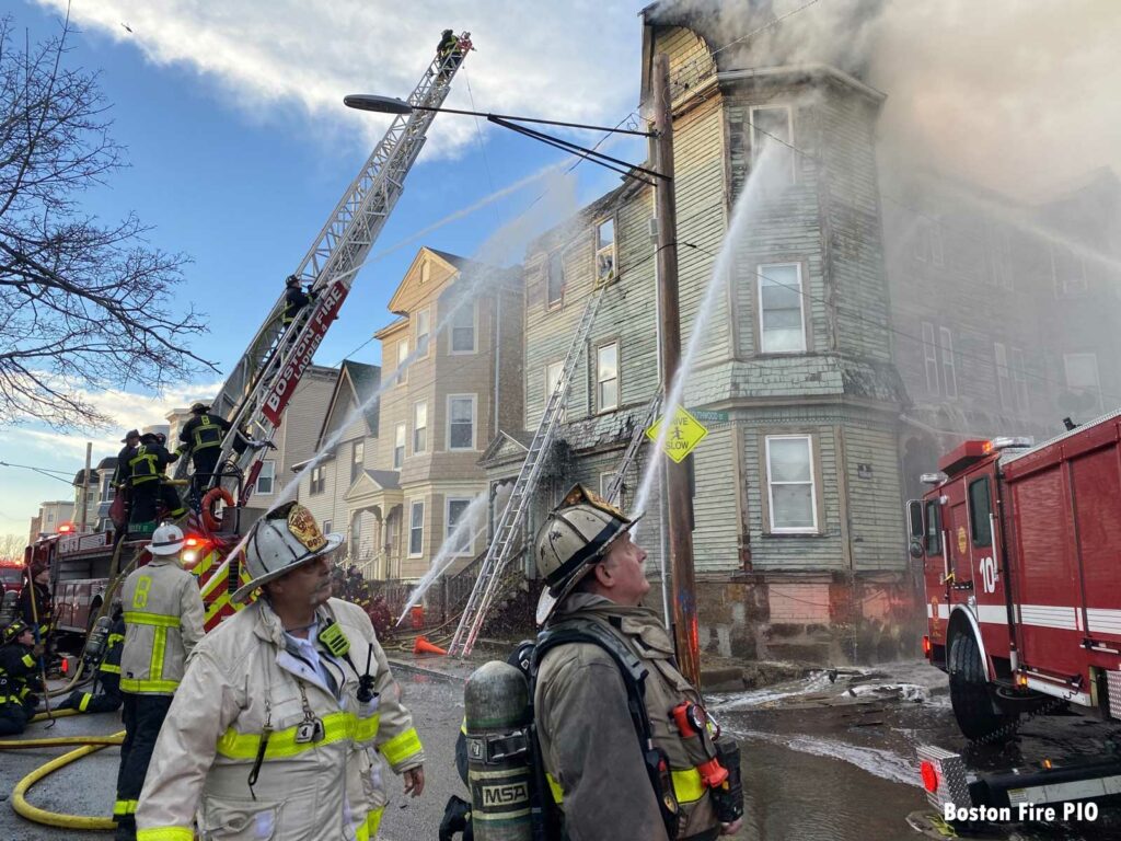 Boston fire officials at the scene of the Roxbury fire