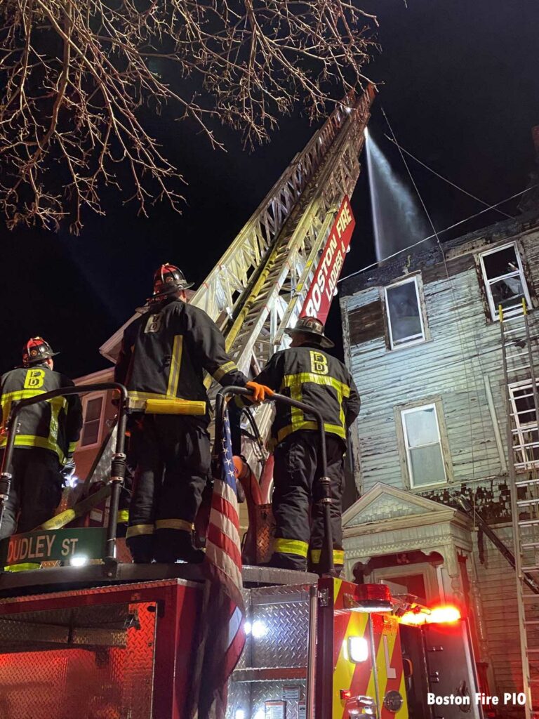 Night falls on Boston fire with Ladder 4