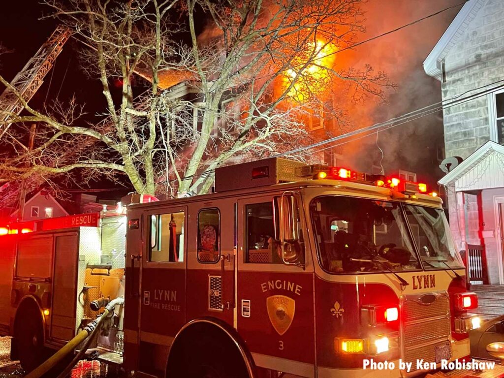 Lynn Fire Engine at scene of second-alarm fire