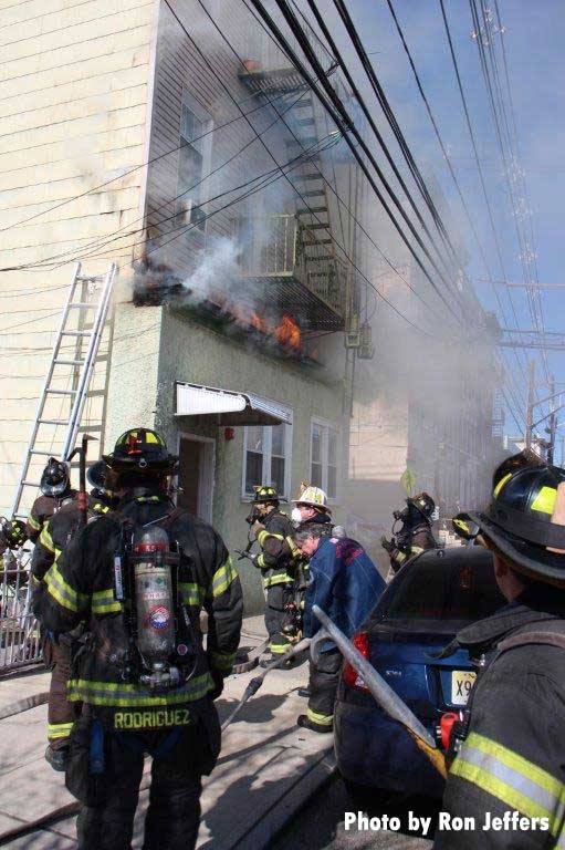 Fire and smoke show from the front of the building