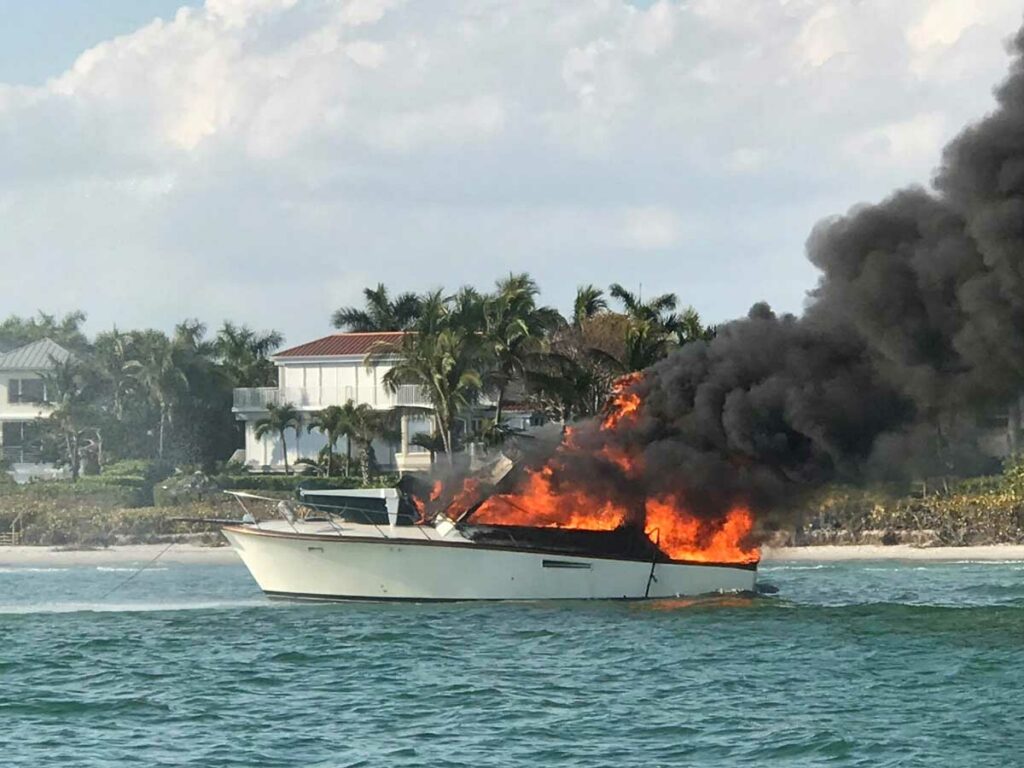 Boat on fire