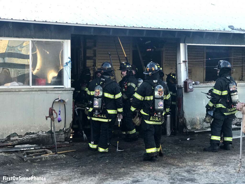 Firefighters pull ceiling in Belmont Park fire