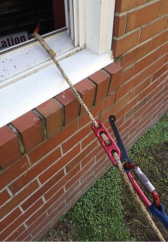 Loaded system 2—it is imperative that the DCD not be too close to the window to be able to operate the system. Six inches from the windowsill is a good distance; this limits the “fall factor” while the system is loading.