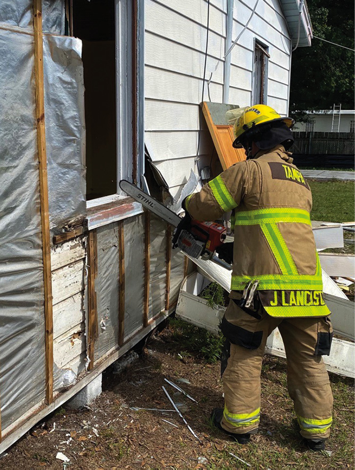 Unique RIT skills were introduced, and firefighters practiced converting windows to doors with hand and power tools.