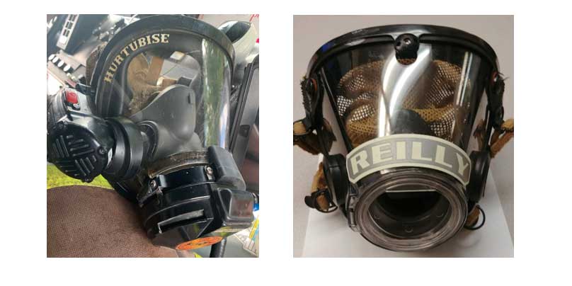 Two examples of face piece labels.