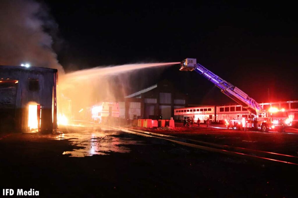 Elevated master stream at Indianapolis fire