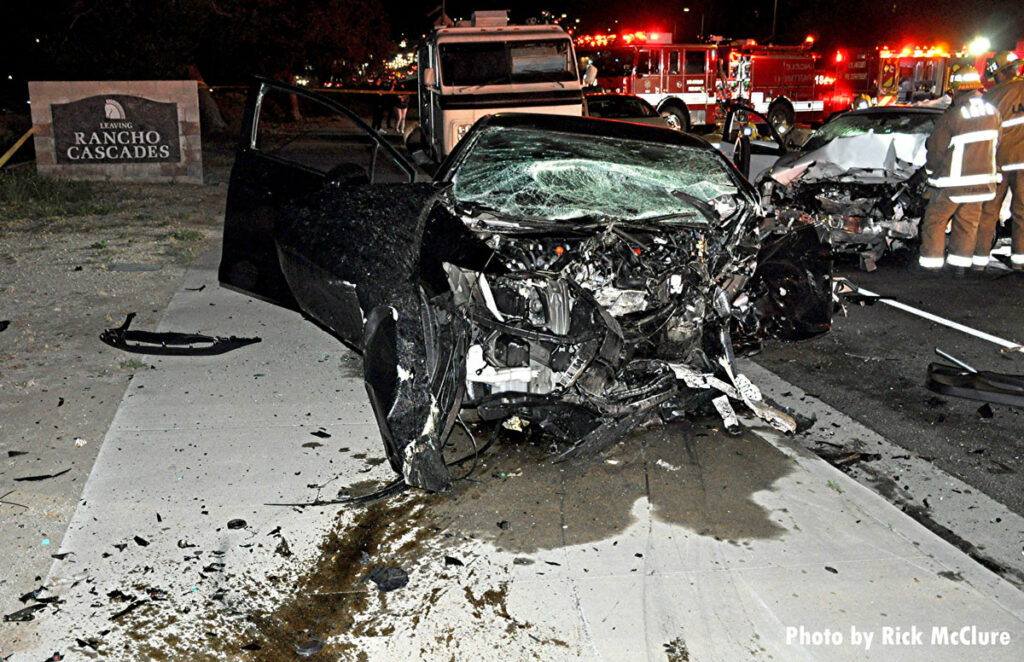 Badly damaged car in Los Angeles