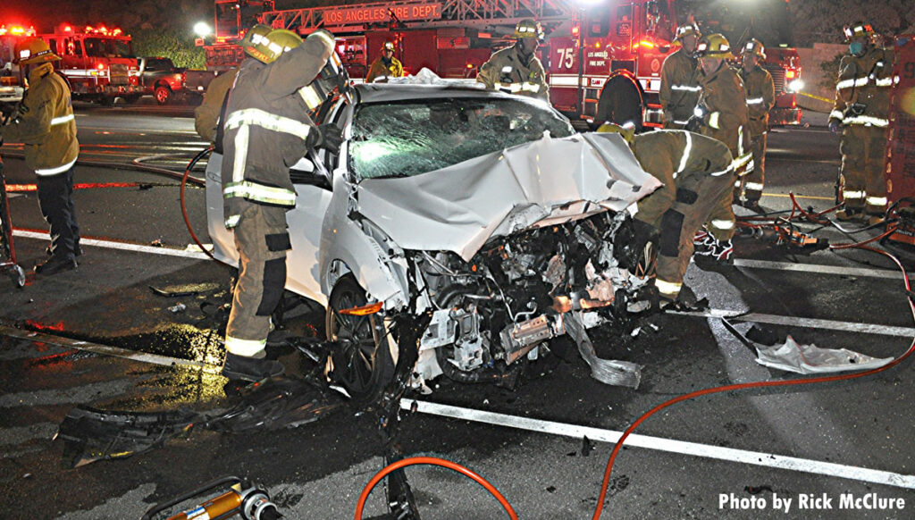 Firefighters make cuts during vehicle accident response in Los Angeles