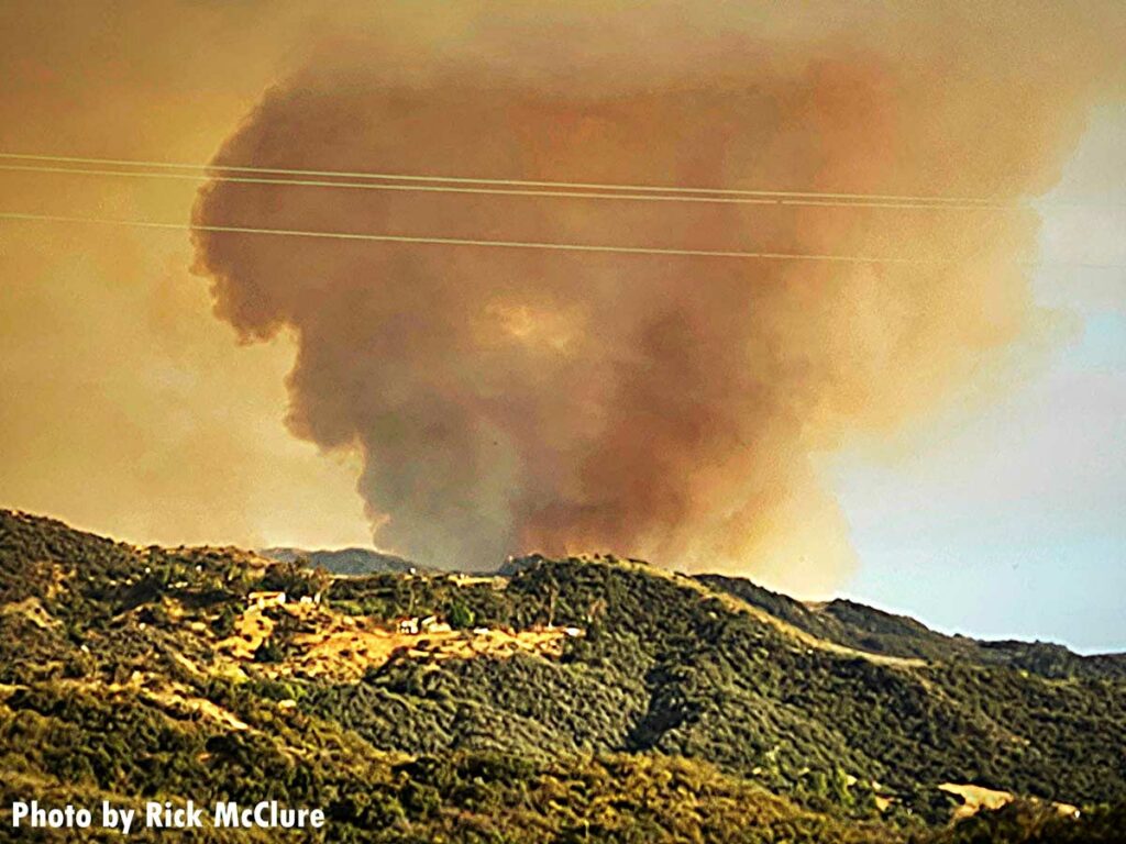 Plume of smoke from the Palisades Fire in Los Angeles