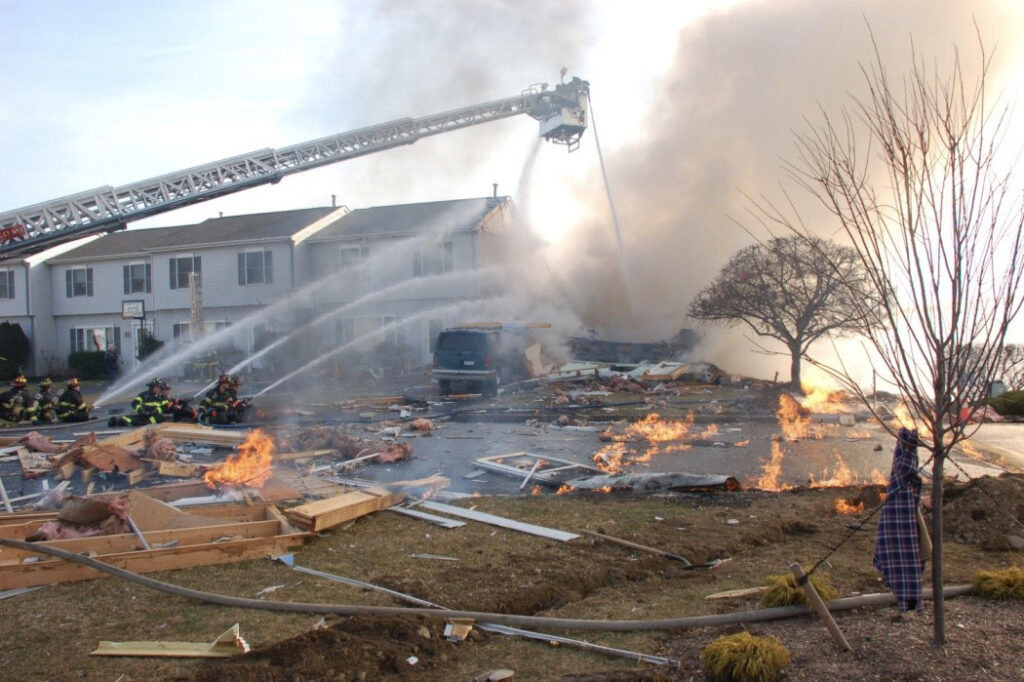 Explosion and fire scene