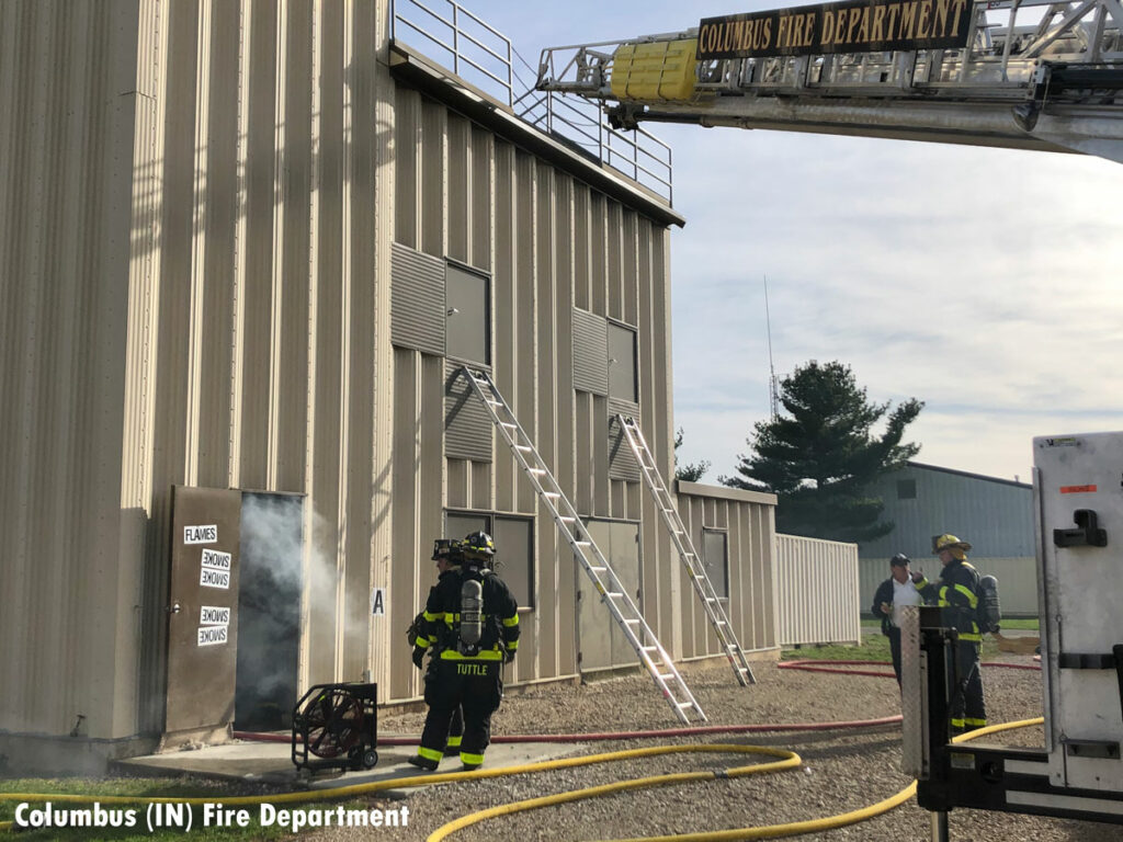 Firefighters undertake training with the Columbus Fire Department in Indiana