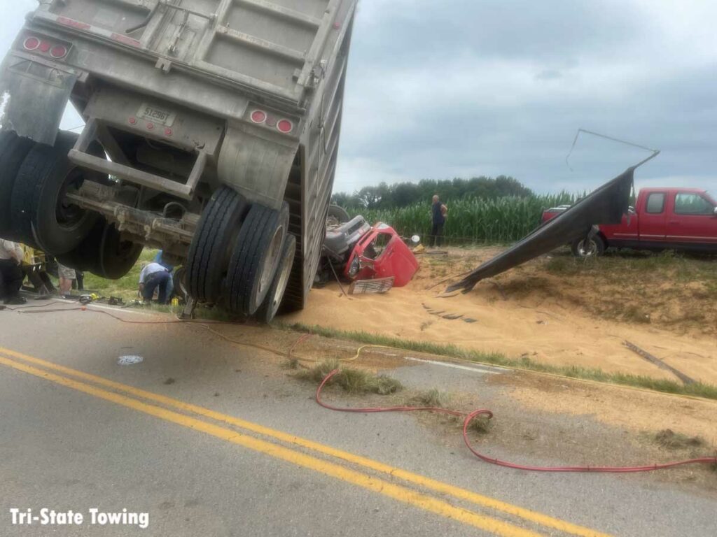 Final resting place of truck and trailer