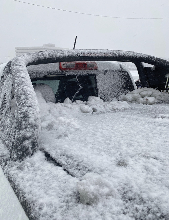 The rear cab window after the pickup was removed from the harbor.