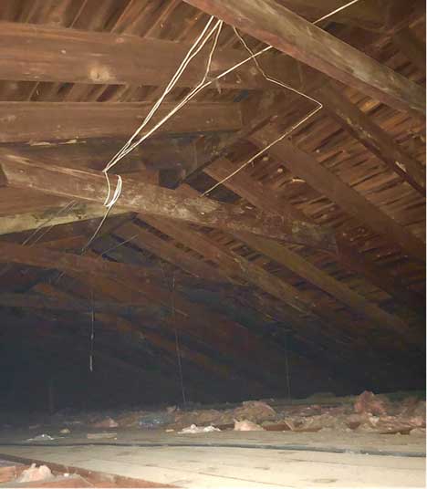 An unfinished attic space