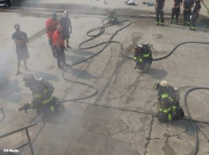 Indianapolis fire recruits at the fire academy