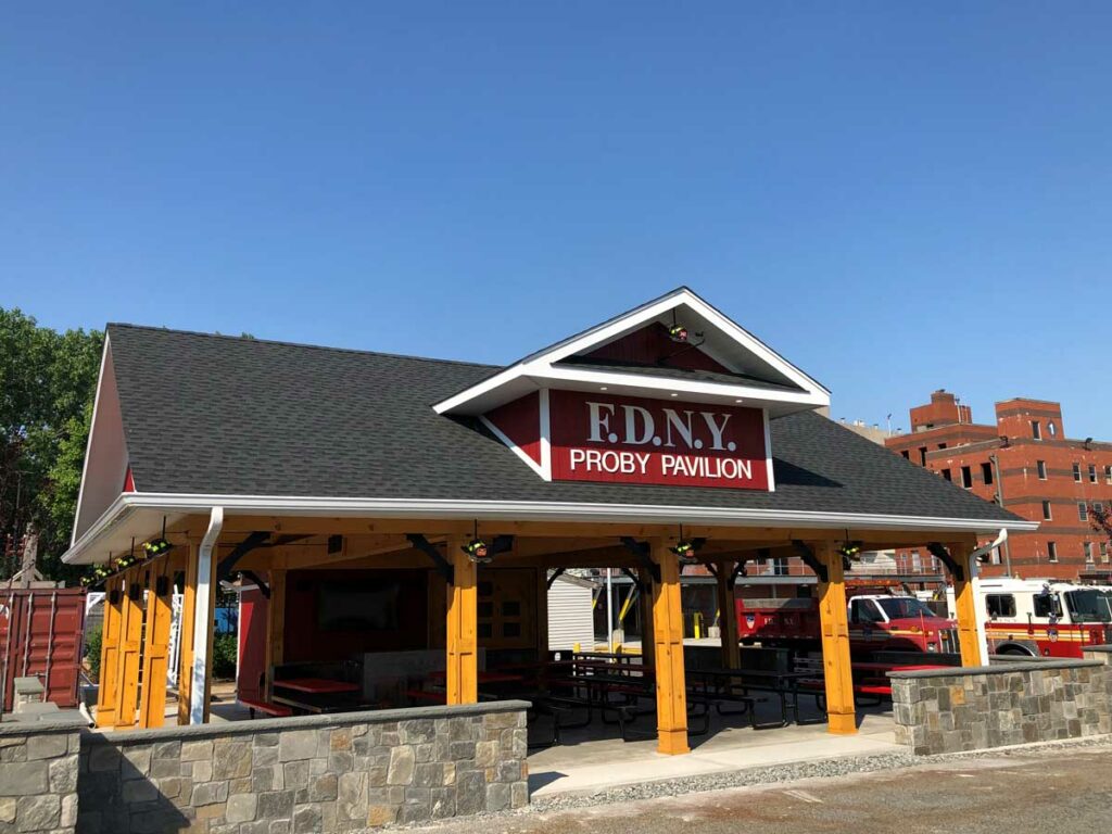 Exterior shot of Proby Pavilion at the Rock, FDNY's training headquarters