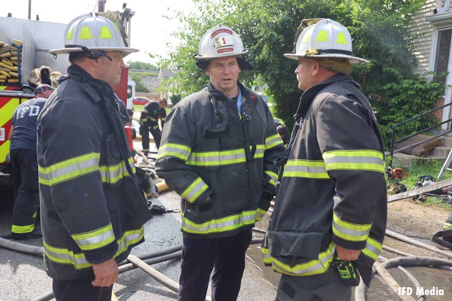 Indianapolis Fire Department officers at the scene of a fire