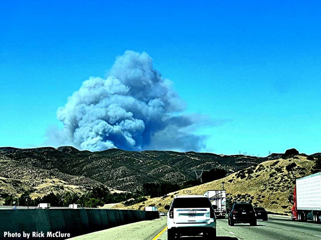 Smoke seen from California freeway