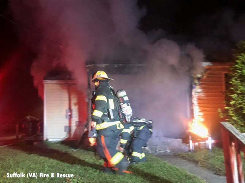 Firefighters at house fire in Suffolk with rescue