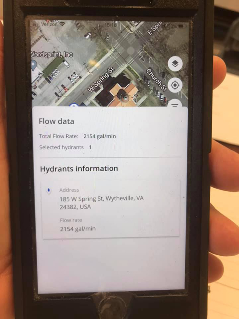 Flow data populates when you click on a hydrant with not only the flow rating but also an address that is assigned to the hydrant or the nearest structural address.