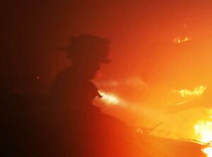 A firefighter at a recent fire in Indianapolis