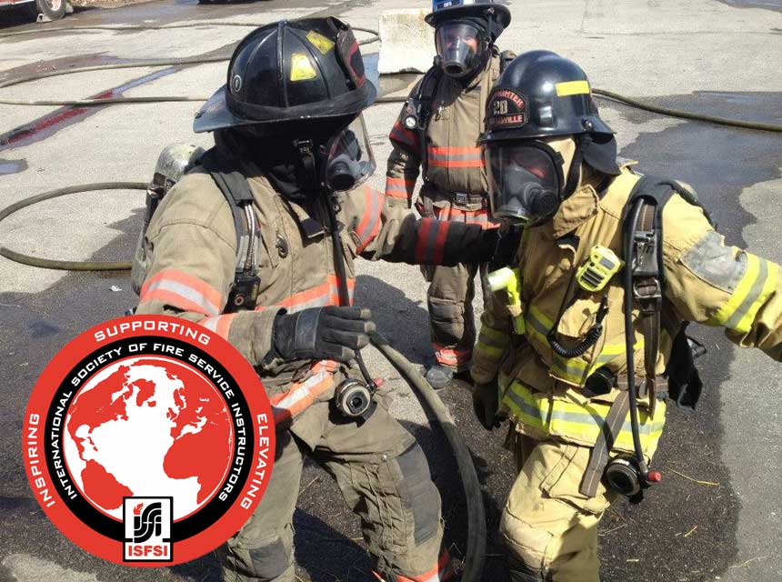 Firefighters at live fire training