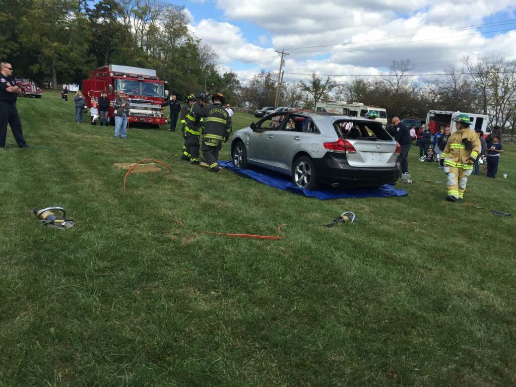 Firefighters demonstrate extrication techniques