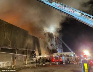 Warehouse fire in Marcus Hook. Pennsylvania