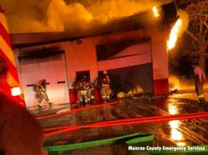 Firefighters operate at Monroe County GA fire station fire