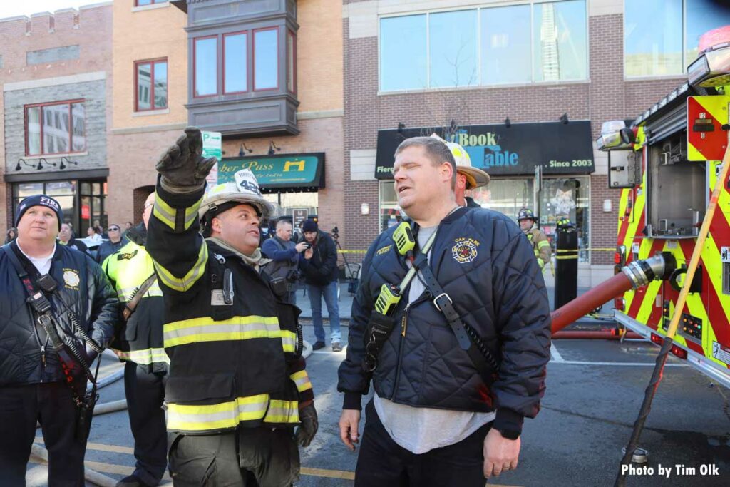 Firefighters at the scene of Oak Park fire