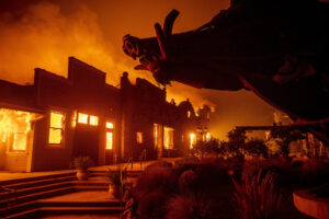 Flames from the Kincade Fire consume Soda Rock Winery on Oct 27, 2019, in Healdsburg, Calif.