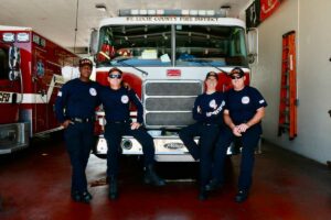 (L-R) Firefighter-Paramedic Rusty Hines, Captain Rob Pedreira, Firefighter-EMT Jesse Bolduc, and Firefighter-Engineer Justin Center.