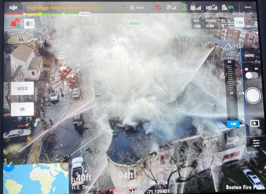 Drone video shows overhead of eight-alarm Boston fire