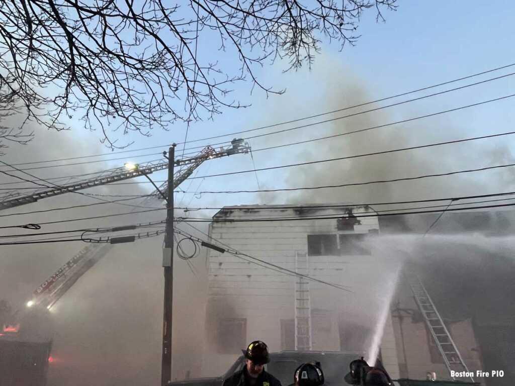 Master streams used at Boston commercial fire