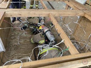 Recruit firefighters train on self-extrication