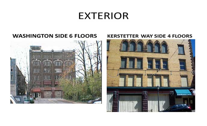 Building exterior from two different streets