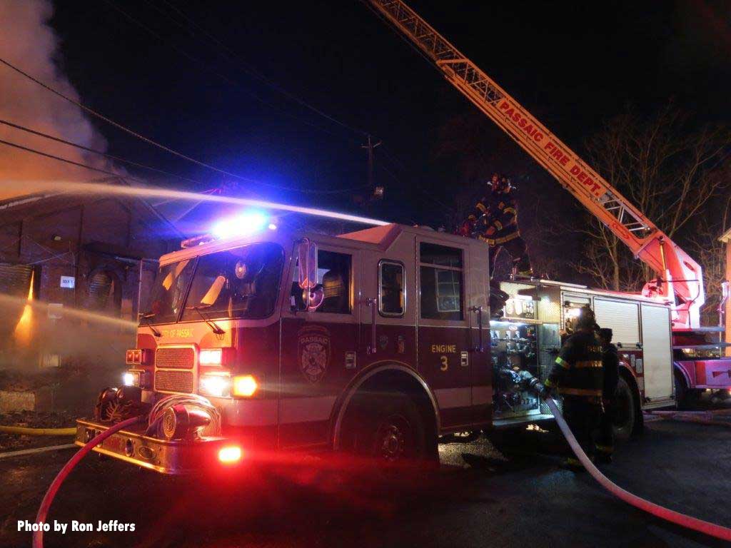 Passaic aerial device at massive chemical plant fire